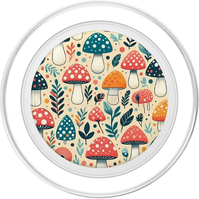 Beige Colorful Mushroom Pattern PopSockets PopGrip for MagSafe