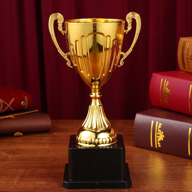 Totority Mini Gold Trophy with Black Square Base 7.5 Inch Award Cup for Classroom Rewards Party Prizes and Sports Recognition