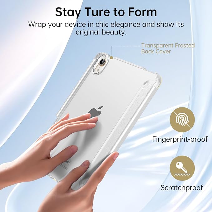 MoKo for iPad mini A17 Pro Case 8.3 Inch 2024 iPad mini 7th/6th Case 2021 | For iPad Mini Case with Pencil Holder Light Trifold Smart Protective Cover with Hard PC Translucent Back Shell Agave Gree