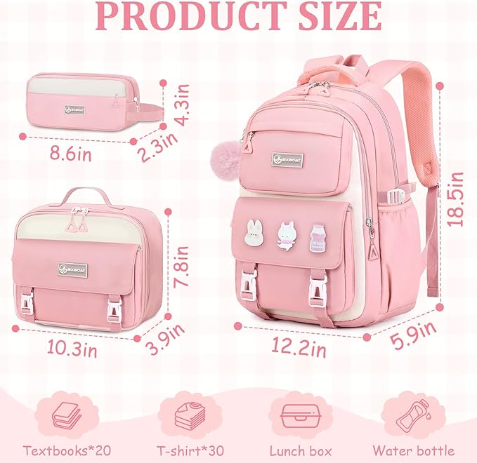 Kids Backpacks for Girls - Cute Girls Backpack for Elementary, Middle and High School Students - 18" School Bookbag