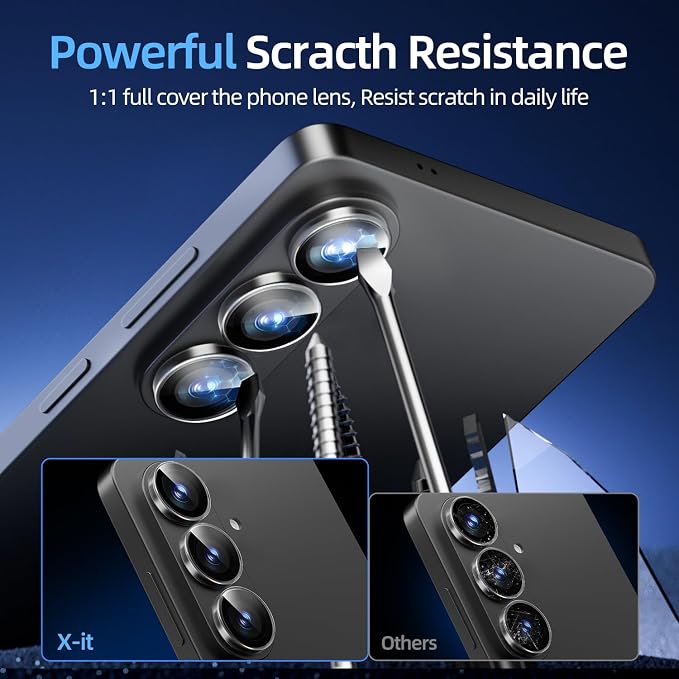 X-it Camera Lens Protector for Samsung S25 9H Tempered Glass Independent Metal Aluminum Edge Original Protection Design Suitable for Phone Case Anti-scratch Anti-reflectiveBlue