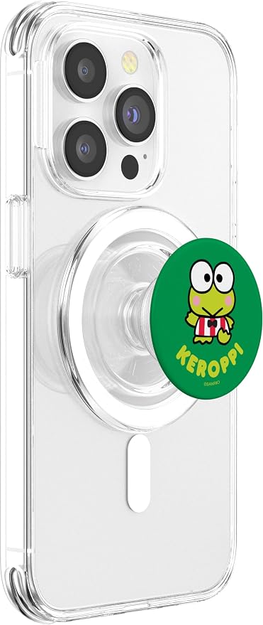 SANRIO Keroppi Character Front and Back PopGrip Adhesive PopSocket for iPhone 11 Black