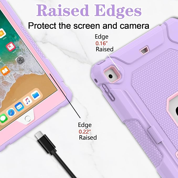 LTROP Case for iPad 6th 5th Generation (9.7 inch 2018/2017) Shockproof Protective iPad 9.7 Case with Built-in Stand/Pencil Holder for iPad 6th/5th Gen Air 2 Black