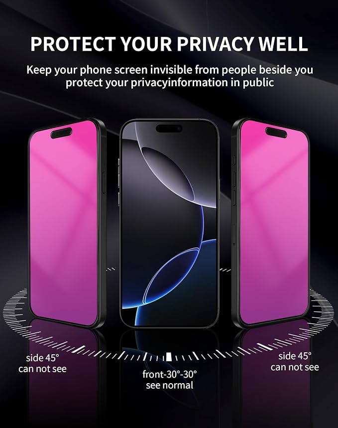 Gradient for iPhone 17 Pro Max Privacy Screen Protector[Auto-Installation] | 2 pack for iPhone17ProMax 6.9inch Tempered Glass Anti Spy Anti Blue Light Eye Protection HD Clear Anti-Scratch No Bubble