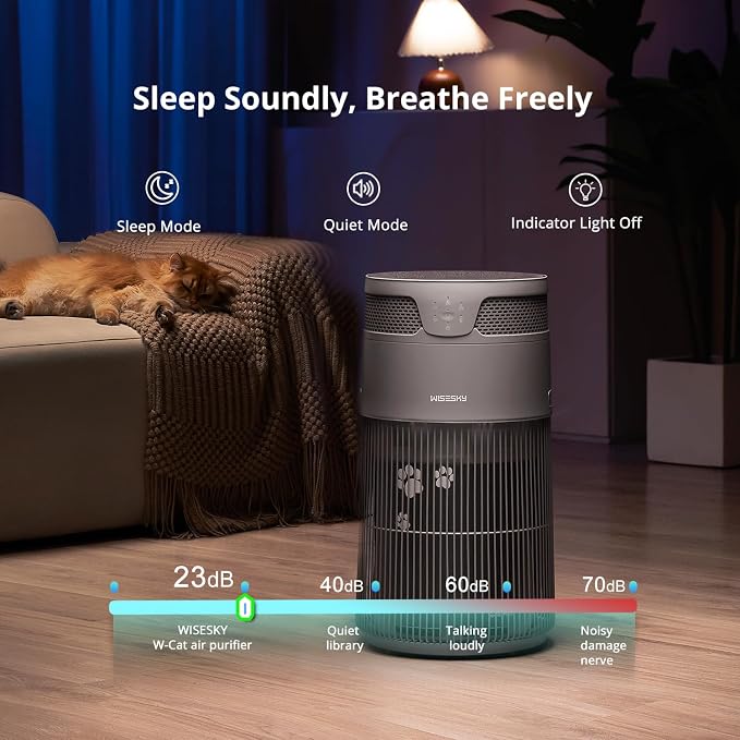 WiseSky Pet Air Purifier for Cat Owners, High-Efficiency Air Purifier for Cat