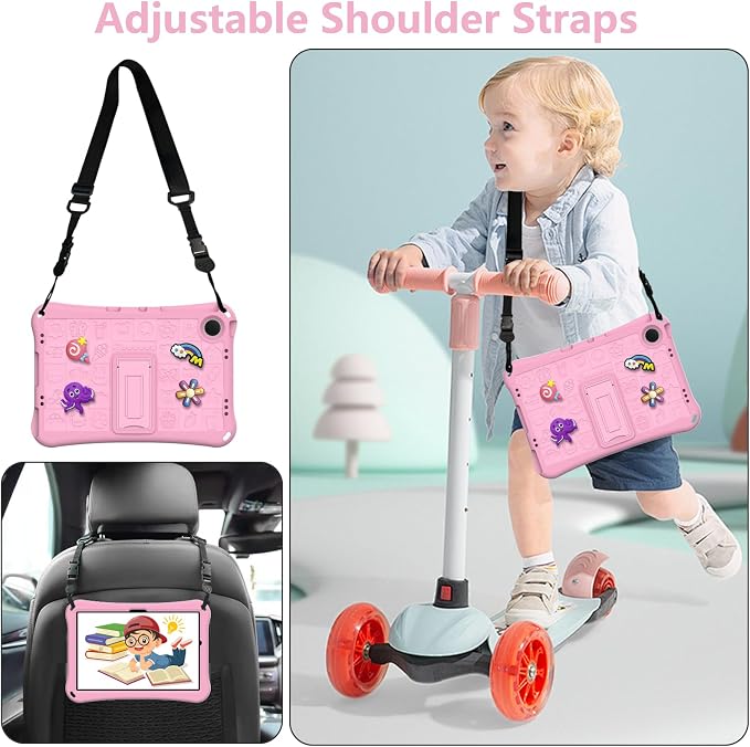Case for iPad 10.2 Inch 2021/2020/2019/ iPad Pro 10.5 Inch/Air 3rd Gen (2019) Shoulder Strap Kickstand Children Friendly Anti-Scratch Shockproof Case Lightpurple
