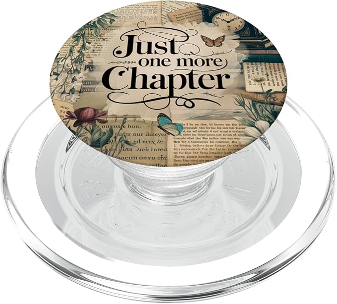 Just One More Chapter Bookish Book Reading Vintage Flower PopSockets Adhesive PopGrip