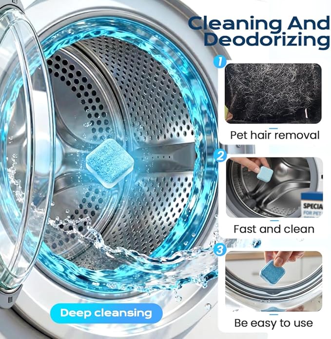 Washing Machine Cleaner Tablets, 2026 New Washer Cleaner Tablets, Deep Cleaning Pet Hair Remover for Laundry Room, Eco-Friendly Odor Remover for Pet Owners (1pcs)