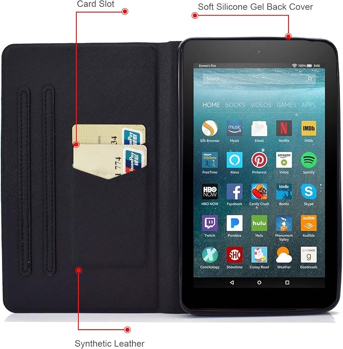 Case for Kindle Fire 7 TabletDteck Full Protective Flip Adjustable Stand Auto Wake/Sleep Smart Cover with Pencil Holder for Kindle Fire 7 Tablet 9th/7th/5th Generation 2019/2017/2015 ReleaseKing Dog