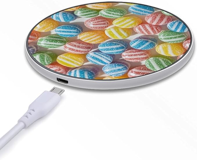 Rainbow Candy Wireless Charger 10W Portable Fast Wireless Charging Pad Compatible with Phone Slim Charging Station Lightweight Charger Mat Charging Block for Travel Home Office