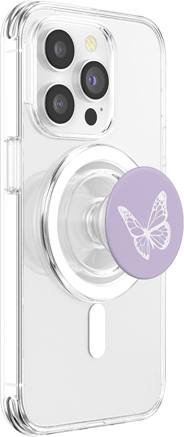 White Light Pastel Purple Butterfly PopSockets Adhesive PopGrip