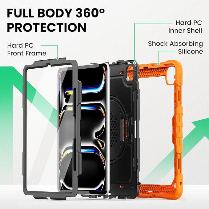 SEYMAC for iPad 9th/8th/7th Generation Case 10.2 2021-2019 Full-Body Shockproof Protective Case with Screen Protector Rotating Stand/Handle/Shoulder Strap for iPad 10.2 Blue/Black
