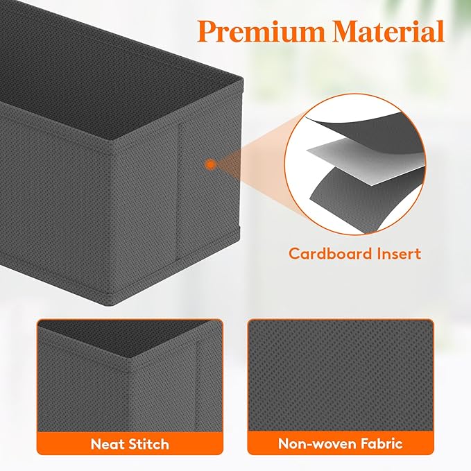 Lifewit Drawer Organizer Clothes for Closet 32 Pack, 3 Sizes Underwear Wardrobe Drawer Dividers, Fabric Foldable Dresser Storage Organizer Bins for Sock/Bra/Lingerie/Undies, Gray