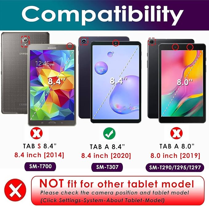 for Galaxy Tab A 8.4 Case 2020 Model (SM-T307/T307U) with Pencil Holder Pockets Multi-Angle Viewing Folio Stand PU Leather Shockproof TPU Cover for Samsung Tab A 8.4 T307 Black Rose Flower
