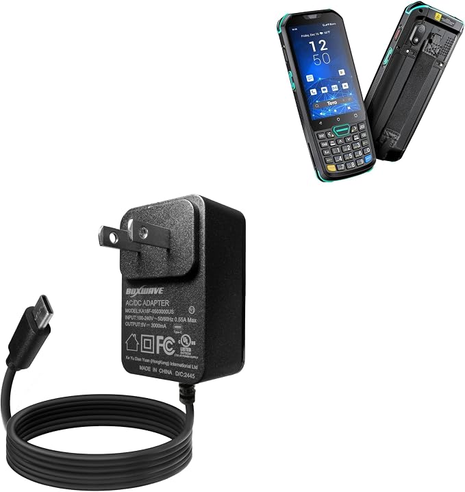 BoxWave Charger Compatible with Tera Android 11 Barcode Scanner (P400) - Wall Charger Direct (15W) Rapid Charge Your Device with Built-in 3ft Cable
