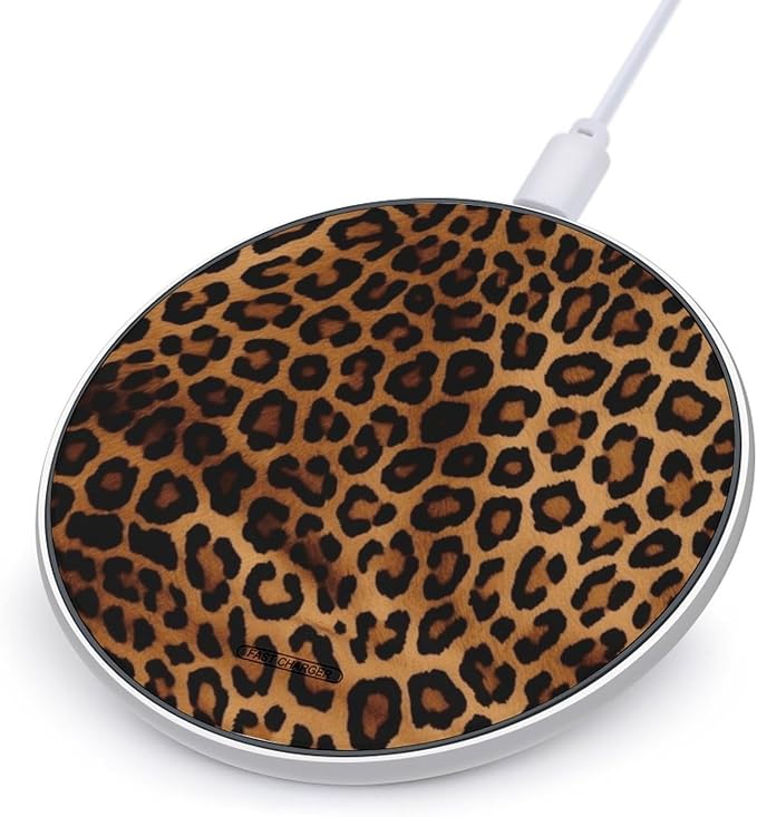 Cool Cheetah Leopard Wireless Charger 10W Qi-Certified Fast Wireless Charging Pad with USB Cable &amp LED Indicator Fashion Charger Mat Portable Charging Station for All Qi-Enabled Phones