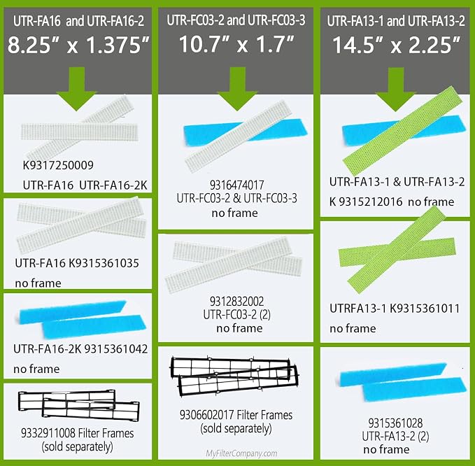 4-pack Filters Compatible with Fujitsu General UTR-FA16 and UTR-FA16-2