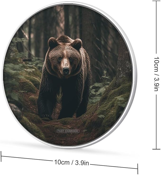 Bear in Tree Wireless Charger Portable 10W Fast Wireless Charging Pad Compatible with Phone Ultra-Thin Charging Station Lightweight Charger Mat for Travel Home Office Desk