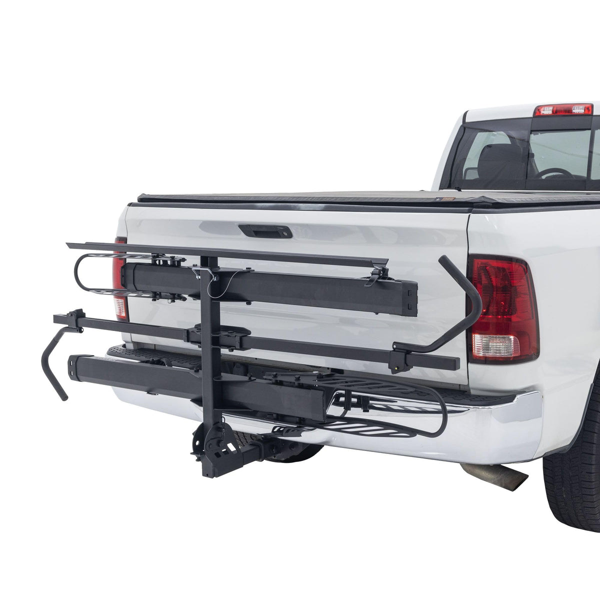 Elevate Outdoor Hitch-Mounted Platform Bike Rack with Ramp for Ebikes and Fat Tire Bikes - 2 Bikes - 200 lbs. Capacity