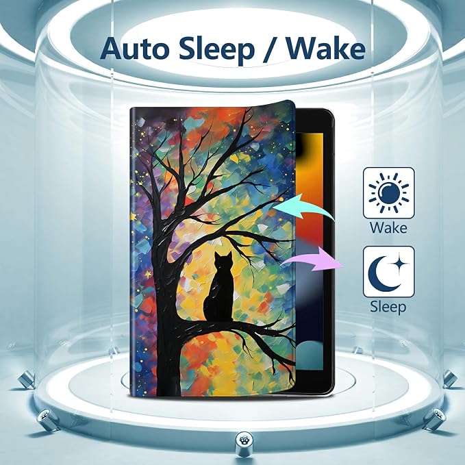 Slim Case for Amazon Kindle Fire Max 11 Case (13th Generation 2023 Release) 11 PU Leather Folio Stand Adjustable Smart Cover with Auto Wake/Sleep for Kindle Fire 11 TabletArt Black Cat Tree