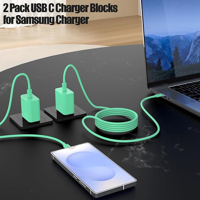 2Pack 65W USB C Charger Block Super Fast Charging Type C Wall Adapter with 3 Port 100W PD Quick Charging for Samsung Galaxy S26/S25 Ultra iPhone 17/16/15 Pro Max iPad Pro/Air &amp MacBook Pro/Air