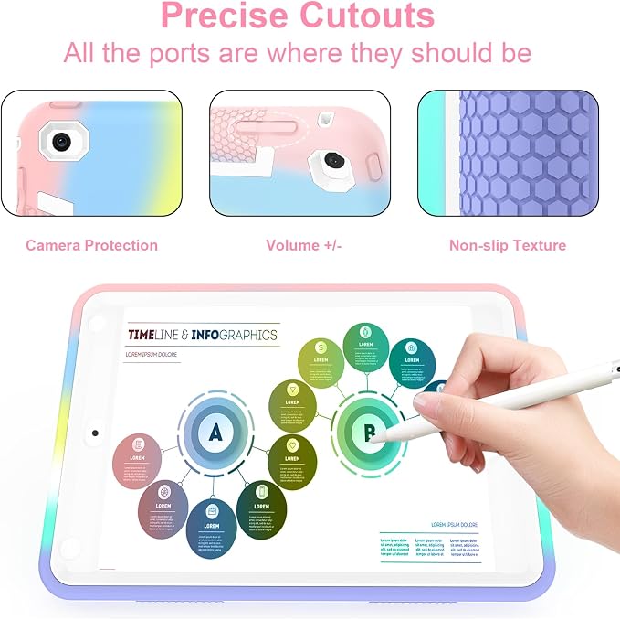 CCMAO iPad mini 5 Case 2019 iPad mini 4 Case 2015 Heavy Duty Shockproof Hybrid Protective Cover for iPad mini 5th/4th Generation 7.9 inch Purple+Green