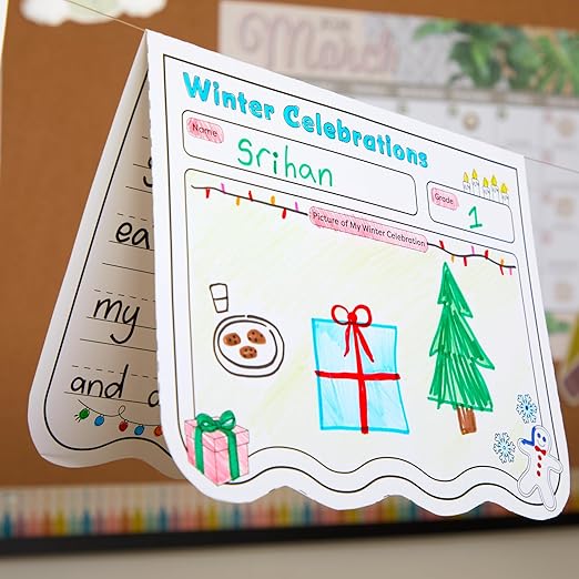 Really Good Stuff Ready to Decorate Winter Celebrations Pennant Posters - Set of 24