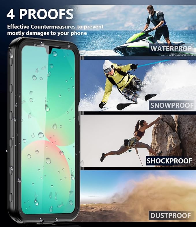 for Samsung Galaxy A16 5G Case IP68 Waterproof Built-in Screen Protector [Full Body Shockproof] Dustproof Underwater Protective Phone Case for Samsung A16 5G (Black)