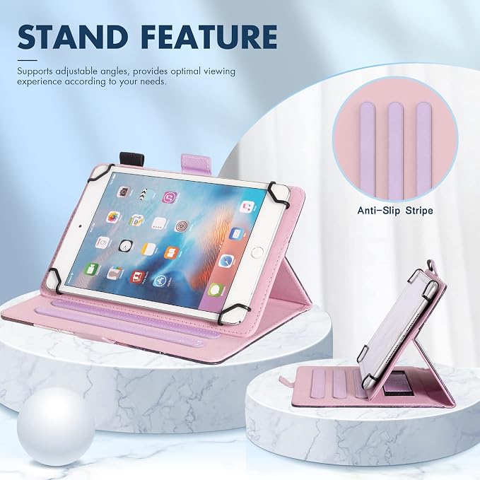 Dteck Universal Case (7.9 to 8.4) - Fold Stand Protective Flip Case for Apple iPad mini/Samsung Galaxy Tab 8.0 8.4 /Lenovo Tab 8 /onn. 100003561 8 Tablet Pro/Android Tablet 8 Inch (Blue Pink)
