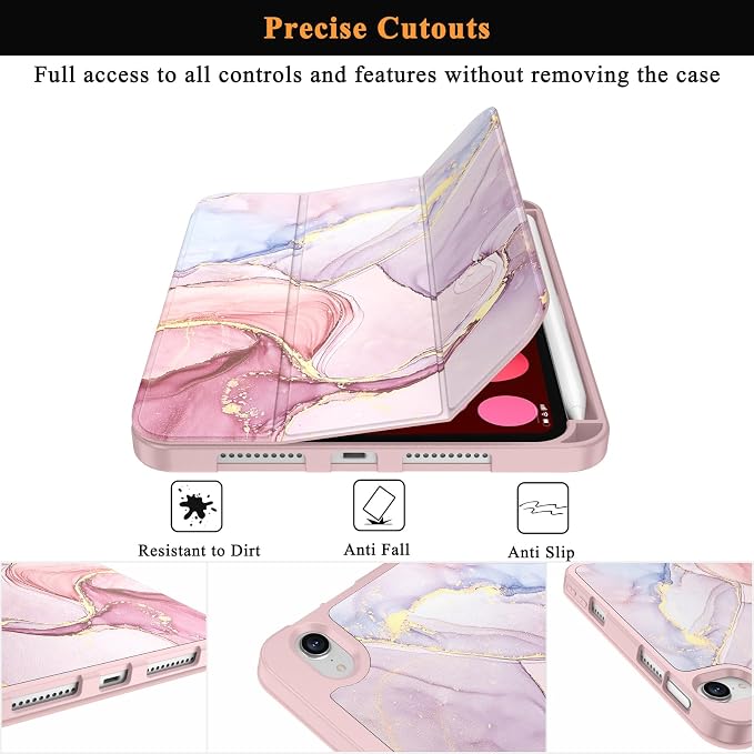 Soke Case for iPad mini (A17 Pro) 7th/ 6th Generation (Book Wine) | Built-in Apple Pencil Slot fit iPad Mini 2024 and 2021 8.3 inch Auto Sleep/Wake