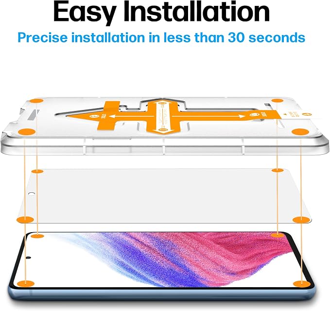 Designed for Samsung Galaxy A53 5G Screen Protector Tempered Glass [9H Hardness] Easy Install Kit 99% HD Bubble Free Clear Case Friendly Anti-Scratch 2 Pack