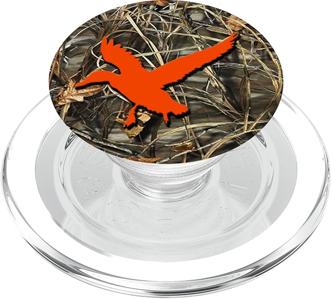 Duck Hunting Orange Brown Camouflage Camo Background PopSockets Adhesive PopGrip