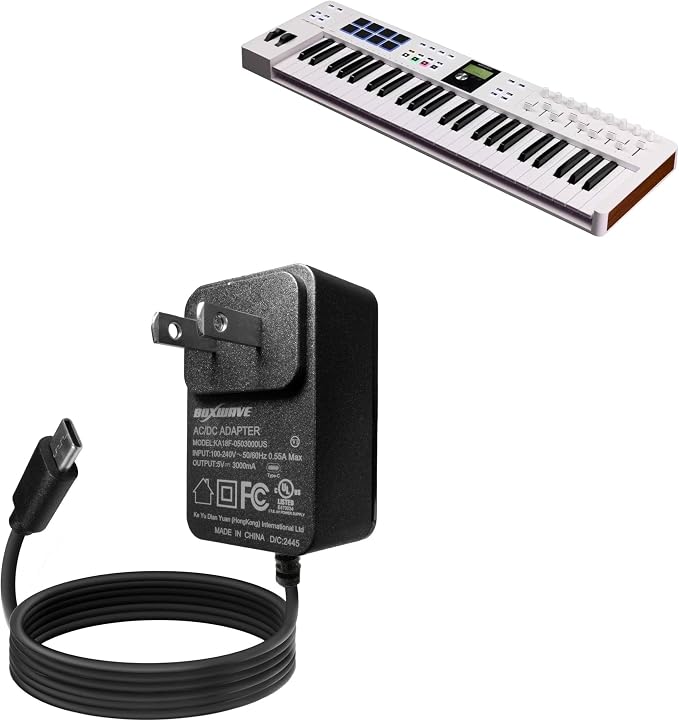 BoxWave Charger Compatible with Arturia KeyLab Essential 48 MK3 - Wall Charger Direct (15W) Rapid Charge Your Device with Built-in 3ft Cable
