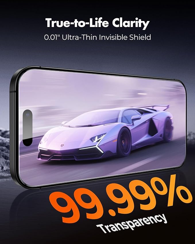 UNBREAKcable for iPhone 15 Plus Screen Protector 4+2 Pack [9H+ Military-Grade Shatterproof] [Effortless Bubble-Free Installation] Ultra HD Clarity Tempered Glass with Lens Protector Case friendly