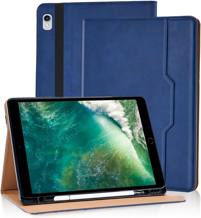Case for iPad 9th / 8th / 7th Generation (2021/2020/2019) 10.2 Inch Premium Leather Flip Cover Multi-Angle Viewing Stand with Hand Strap Auto Wake Sleep for iPad 10.2Black