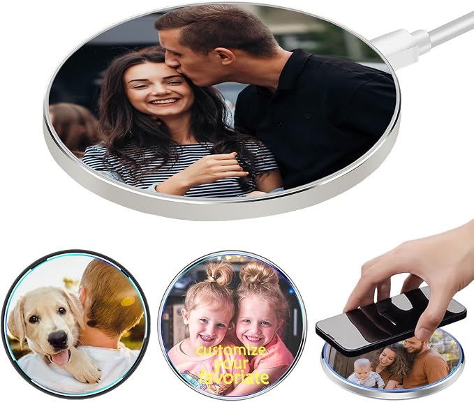 Custom Wireless Charger Personalized Wireless Charger Station 15W Max Fast Charging Compatible for iPhone 14/13 Series Samsung and More