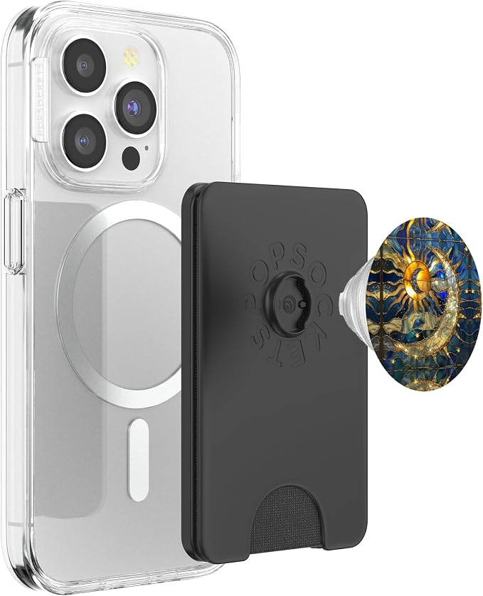 Celestial Sun Moon Star Stained Glass Effect Art Stain Glass PopSockets Adhesive PopGrip