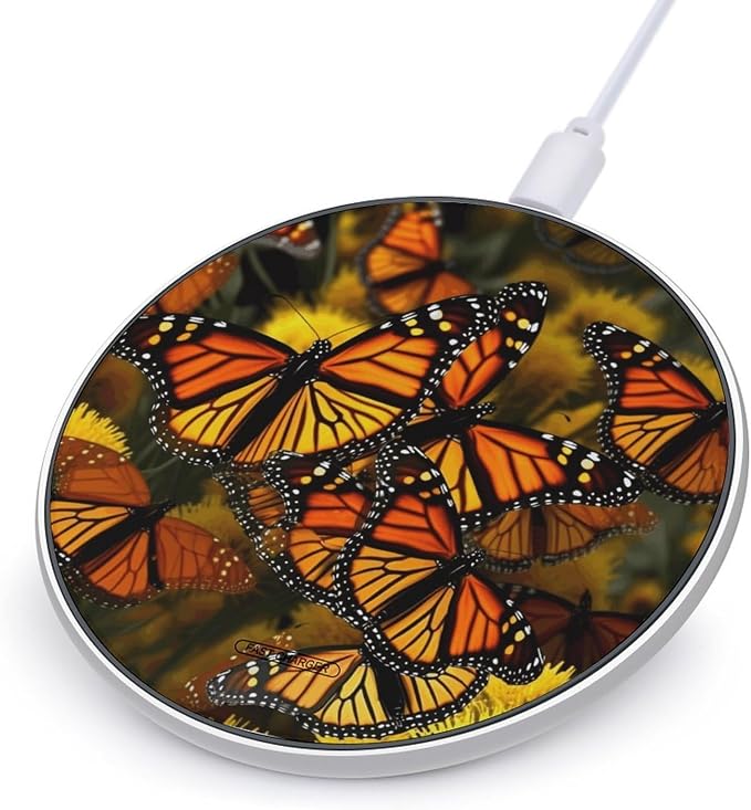 Monarch Butterflie Wireless Charger Fast Charging Pad | Anti-Slip Qi Certified Wireless Charging Pad for All Phones with Wireless Charging Function for Home Office Travel
