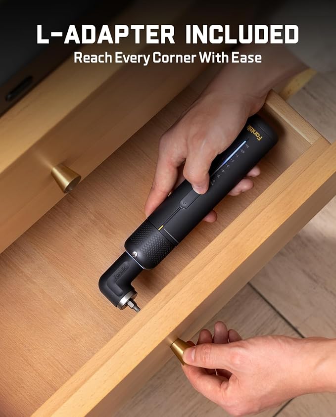 Fanttik S2 Pro Electric Screwdriver, Cordless Screwdriver Set, 7 Torque Settings, 0.5 to 6N.m, 20 Magnetic Bits, 1/4''Hex Shank, with 90° Angle Adapter, for Furniture, Household Repairs