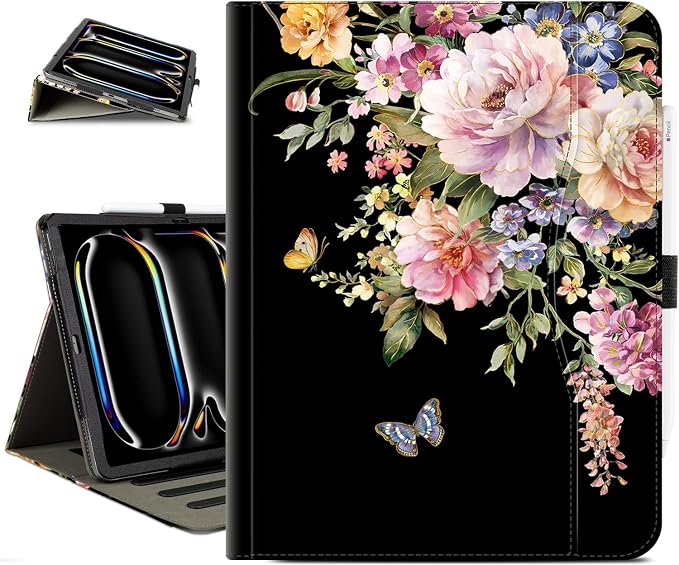 Vimorco for iPad Pro 11-inch Case M5/M4 2025/2024 for iPad Pro Case 11 Inch M5/M4 Pencil Holder/Hand Strap/Pocket/Screen Protection Band 3 Adjustable Angles Auto Sleep/Wake Beach Blue Ocean