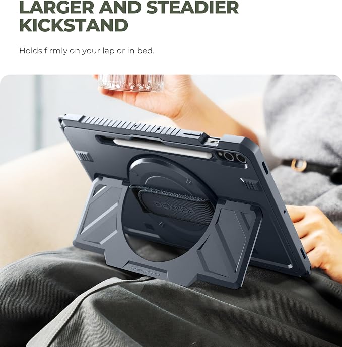 Dexnor Case for Samsung Galaxy Tab A11+/A11 Plus 11 inch 2025 Rugged Protective Case with 360° Rotating Hand Strap &amp Large Steady Stand &amp Screen Protector Shockproof Full-Body Bumper Cover B