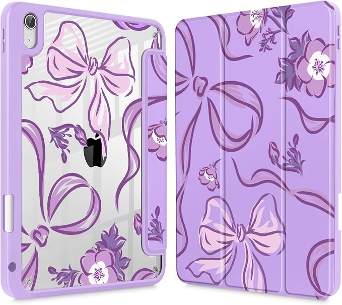 Mektron Case for 2026 iPad Air 11 inch M4 8th (M3 2025 7th /M2 2024 6th) Compatible with iPad Air 10.9 (2022 5th Gen /2020 4th Gen) Shockproof Clear Shell Blue Bows &amp Flowers