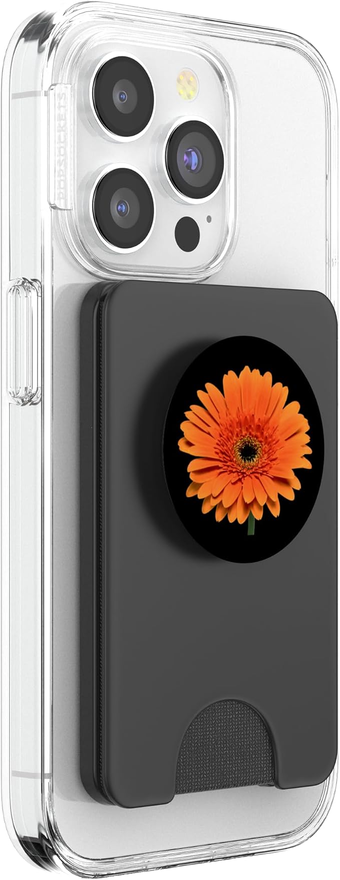 Orange Gerbera Daisy Flower Black Background PopSockets Adhesive PopGrip