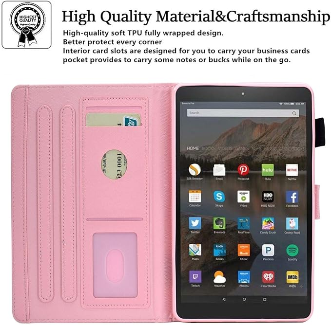 Case for Fire HD 10 Tablet 9th/7th/5th Gen 2019/2017/2015Cute Cat | Slim Durable Foldable Stand PU Leather Pencil Holder Card Slot Auto Wake，Sleep