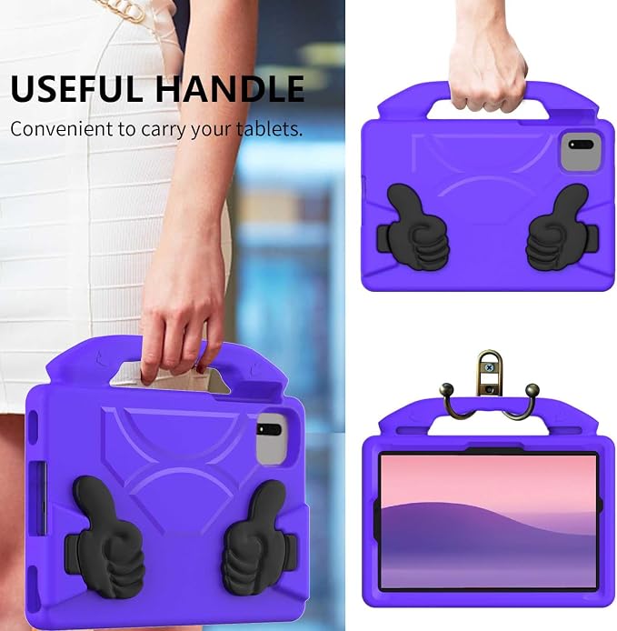 For Samsung Galaxy S11/S10/S9/S9FE/S8/S7 11 EVA Material Light Weight Shockproof Rugged Heavy Duty Thumb Kickstand Tablet Case For Lenovo M11/TAB Idea/Xiaoxin Pad Xiaomi PDA HONOR PAD X8a/X8b (black)