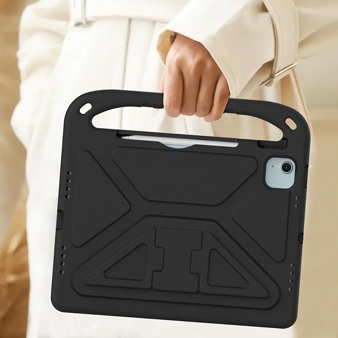Dteck Kids Case for iPad 10.2 - Shockproof Rugged EVA Handle Stand Child Proof Case for iPad 9/8/7 Generation Black