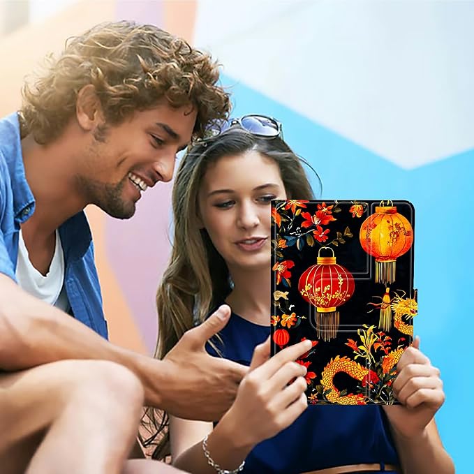 for Walmart Onn 10.1 2024 Onn 10.1 Gen 4 Universal Tablet Case 360 Degree Rotating Kickstand Protective Stand Case with Multiple Viewing PU Leather Shell Case Black Book Cat