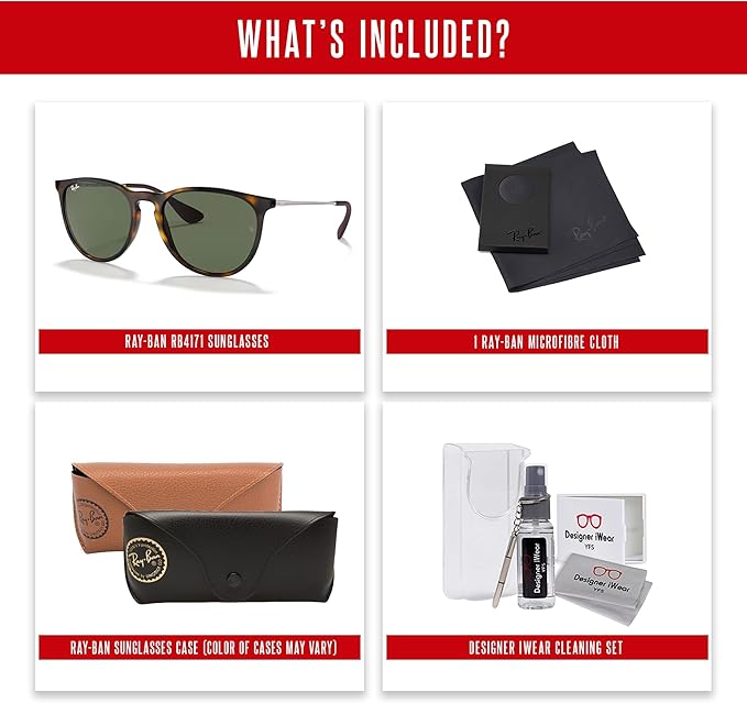 Ray-Ban RB4171 ERIKA Round Sunglasses For Women +BUNDLE with ACCESSORY EYEWEAR KIT