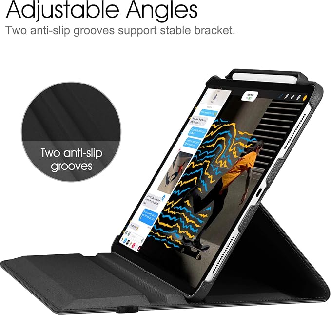 Fintie Rotating Case for iPad Pro 12.9-inch 6th/5th/4th/3rd Generation | 360° Swivel Stand Landscape &amp Portrait Viewing Shockproof Protective Cover Pencil Holder Auto Sleep/Wake Black