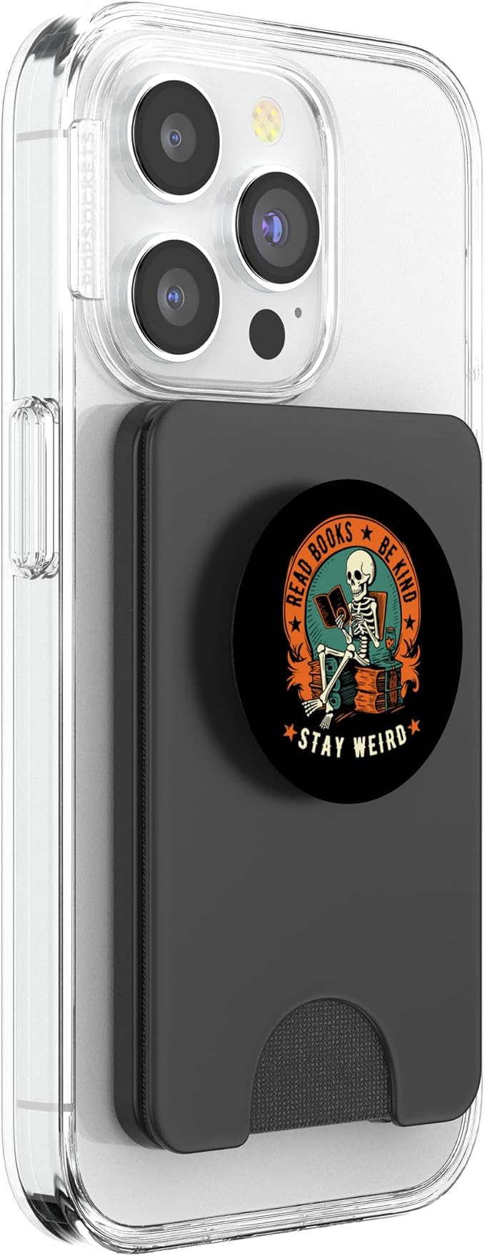 Read Books Be Kind Stay Weird Skeleton Reading Goth Bookish PopSockets Adhesive PopGrip